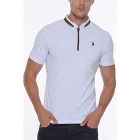 Dewberry T8571 Fermuarlı Beyaz Erkek T-shirt