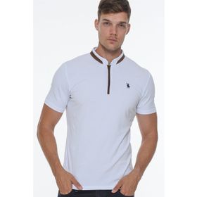 Dewberry T8571 Fermuarlı Beyaz Erkek T-shirt