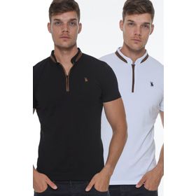 Dewberry T8571 Fermuarlı Beyaz Erkek T-shirt