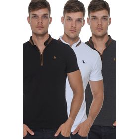 Dewberry T8571 Fermuarlı Beyaz Erkek T-shirt