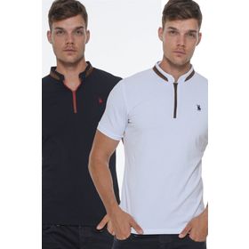 Dewberry T8571 Fermuarlı Beyaz Erkek T-shirt
