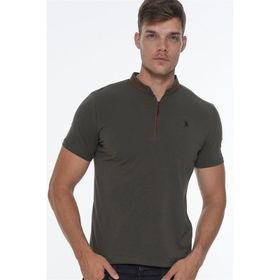 Dewberry T8571 Fermuarlı Haki Erkek T-shirt