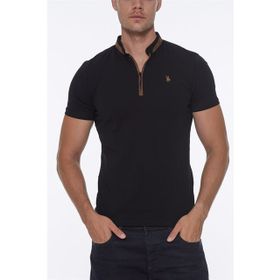 Dewberry T8571 Fermuarlı Siyah Erkek T-shirt