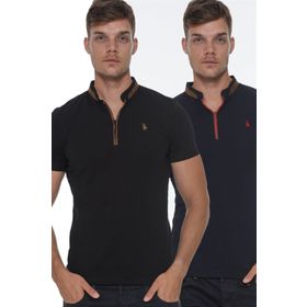 Dewberry T8571 Fermuarlı Siyah Erkek T-shirt
