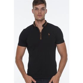 Dewberry T8571 Fermuarlı Siyah Erkek T-shirt