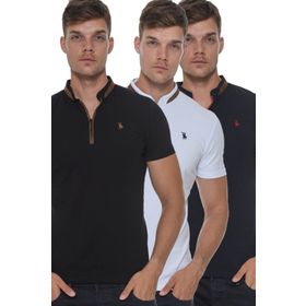 Dewberry T8571 Fermuarlı Siyah Erkek T-shirt