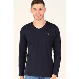 Dewberry T8587 Gece Mavisi Erkek Uzun Kol T-Shirt