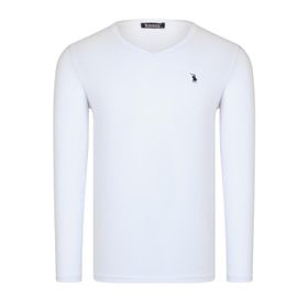 Dewberry T8587 Pamuk Beyaz Erkek Uzun Kol T-Shirt
