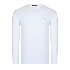 Dewberry T8587 Pamuk Beyaz Erkek Uzun Kol T-Shirt