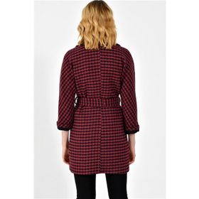 Dewberry Z6623 Bordo Siyah Kadın Palto