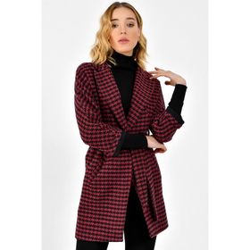 Dewberry Z6623 Bordo Siyah Kadın Palto