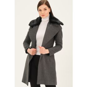 Dewberry Z6643 Açık Antrasit Bayan Kaban