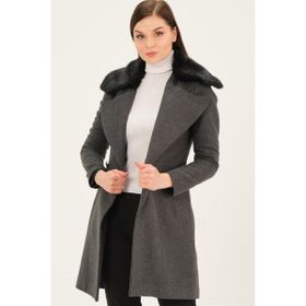 Dewberry Z6643 Açık Antrasit Bayan Kaban