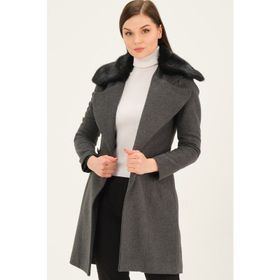 Dewberry Z6643 Açık Antrasit Bayan Kaban