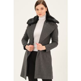 Dewberry Z6643 Açık Antrasit Bayan Kaban