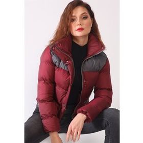 Dewberry Z6649 Bordo Antrasit Kadın Mont