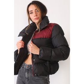 Dewberry Z6649 Siyah Bordo Kadın Mont