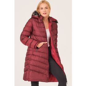 Dewberry Z6690 Bordo Kürklü Kapşonlu Kadın Kaban