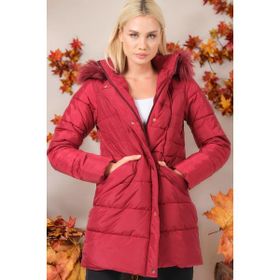 Dewberry Z6740 Koyu Bordo Düz Bayan Kaban