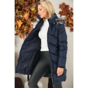 Dewberry Z6740 Koyu Lacivert Düz Bayan Kaban