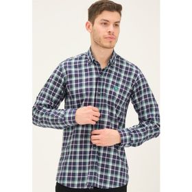 Dewberyy G741 Yeşil - Lacivert Erkek Gömlek