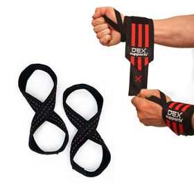 Dex Supports 8 Loop Lifting Straps ve Wrist Wraps 2'li Fitness Aksesuarları
