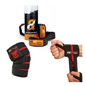Dex Supports Knee Wraps 8 Loop Lifting Straps Wrist Wraps Fitness Aksesuarları