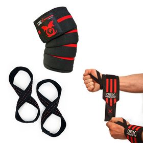 Dex Supports Knee Wraps 8 Loop Lifting Straps Wrist Wraps Fitness Aksesuarları