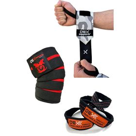 Dex Supports Knee Wraps Siyah Kırmızı Diz Bandajı