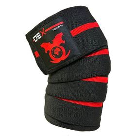 Dex Supports Knee Wraps Siyah Kırmızı Diz Bandajı