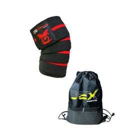 Dex Supports Knee Wraps Siyah Kırmızı Diz Bandajı