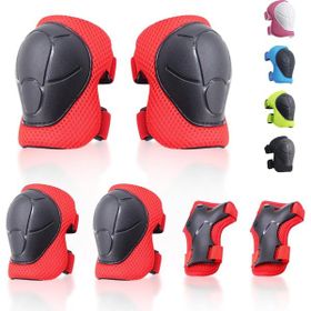 Deyido Kırmızı Siyah 6'lı Yüksek Korumalı Paten Kaykay Scooter Aksesuarları Seti