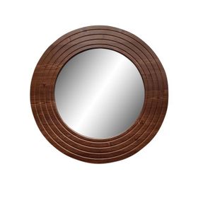 Dfn Wood Ahşap görünümlü Mdf Yuvarlak Duvar Salon Banyo Aynası