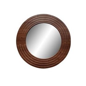 Dfn Wood Ahşap görünümlü Mdf Yuvarlak Duvar Salon Banyo Aynası