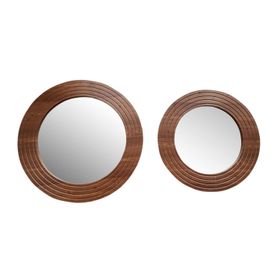 Dfn Wood Ahşap görünümlü Mdf Yuvarlak Duvar Salon Banyo Aynası