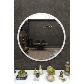 Dfn Wood Beyaz Mdf Yuvarlak Duvar Salon Banyo Aynası