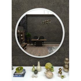 Dfn Wood Beyaz Mdf Yuvarlak Duvar Salon Banyo Aynası
