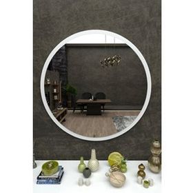 Dfn Wood Beyaz Mdf Yuvarlak Duvar Salon Banyo Aynası