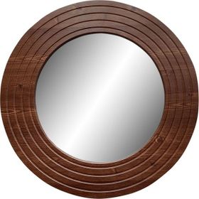 Dfn Wood Kahverengi Mdf Yuvarlak Duvar Salon Banyo Aynası