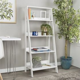 Dfn Wood Merdiven 4 Katlı Beyaz Kitaplık