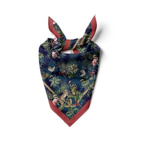 DG01131-22 Lacivert Yeşil Flamingo Desenli 50x50 cm Bandana