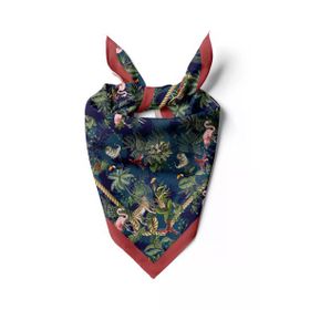 DG01131-22 Lacivert Yeşil Flamingo Desenli 50x50 cm Bandana