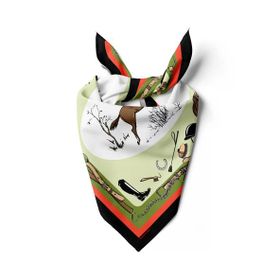 DG0997-22 Kahverengi Turuncu Jokey Desenli 50x50 cm Bandana
