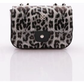 DGN 046 Beyaz Leopar Kadın Fermuarlı Çanta