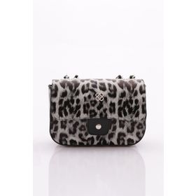 DGN 046 Beyaz Leopar Kadın Fermuarlı Çanta