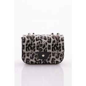 DGN 046 Beyaz Leopar Kadın Fermuarlı Çanta