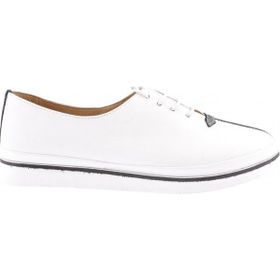 DGN 095 Beyaz Kalın Taban Bağcıklı Kadın Comfort Ayakkabı