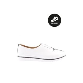 DGN 095 Beyaz Kalın Taban Bağcıklı Kadın Comfort Ayakkabı