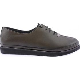 DGN 095 Haki Kadın Kalın Taban Bağcıklı Comfort Ayakkabı
