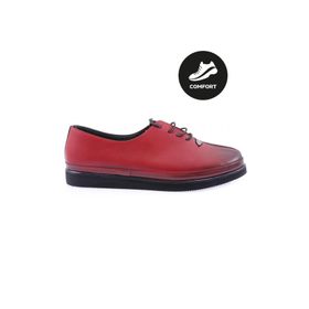 DGN 095 Kırmızı Kadın Kalın Taban Bağcıklı Comfort Ayakkabı